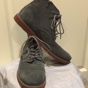 GBX mens Suede/leather Lace Up ankle combat shoe boot Side Zip size 13 grey